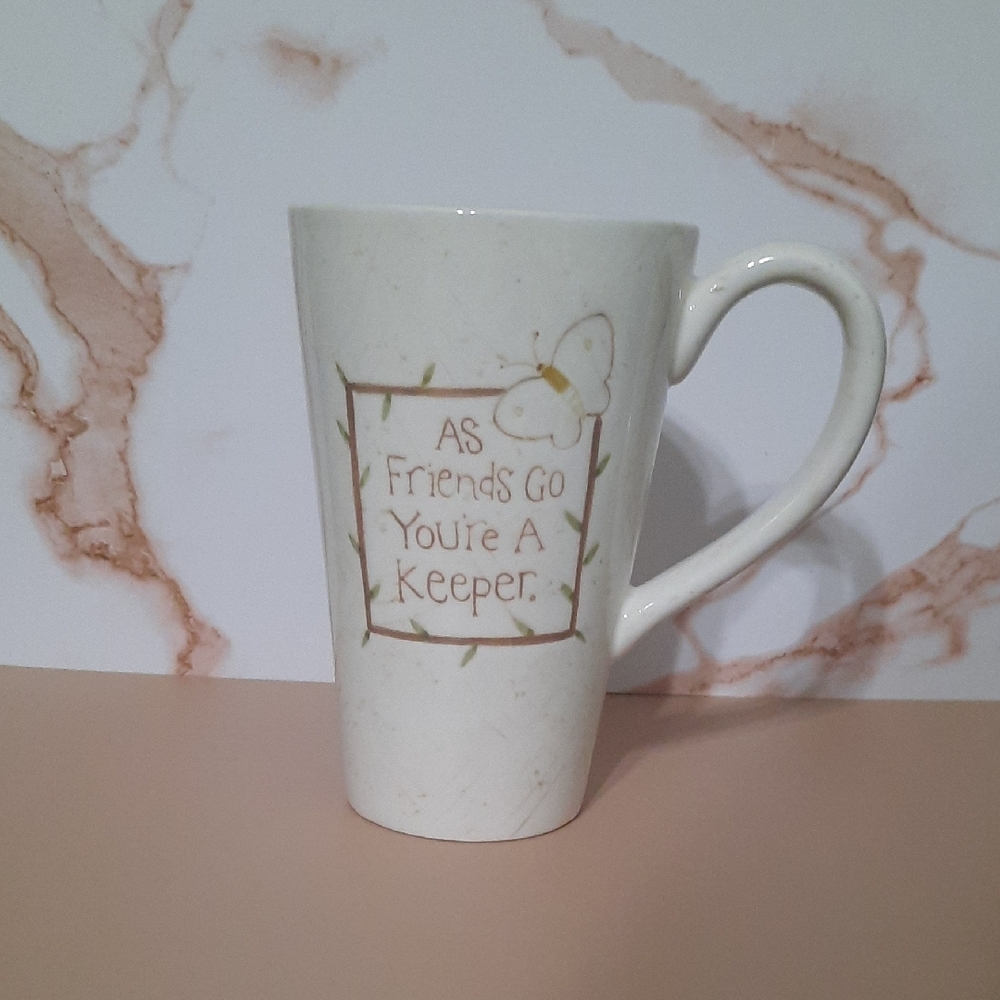 Demdaco Cream Mug with Heartfelt Message. " As Friends Go You're A Keeper"